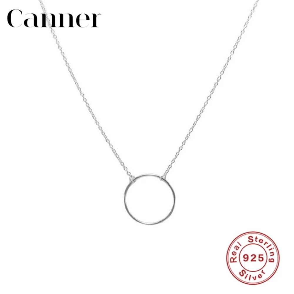 Sterling Stackable circle necklace silver or gold